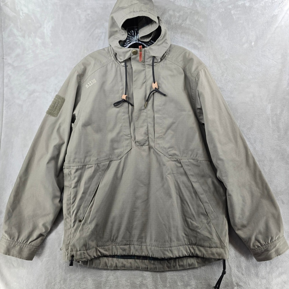 5.11 Tactical TACLITEAnorak Jacket Mens Medium Green Pullover Hooded Ripstop
